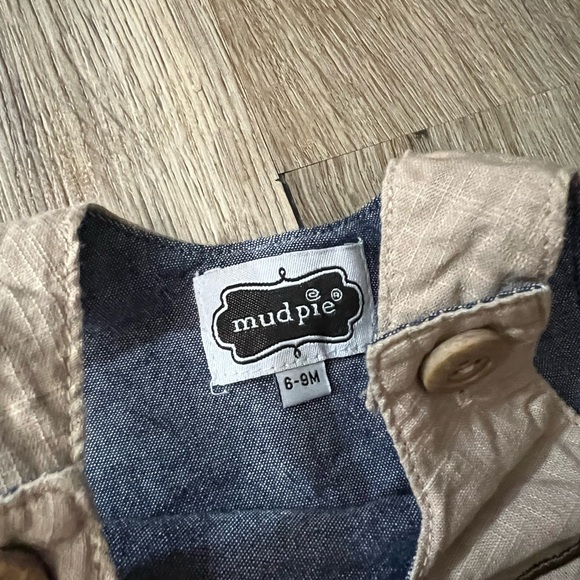 Fishing Mudpie Outfit Tan Baby Boy Jon Jon 6-9M - Picture 3 of 3